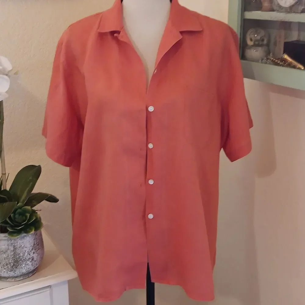 L.L. Bean Women's Vibrant Orange Linen Top